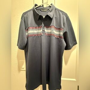 Travis Mathew Navy Polo with Striped Accents